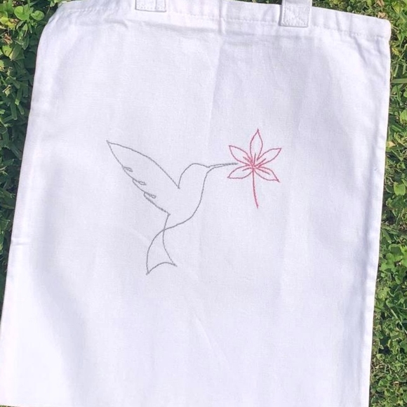 Handmade Cotton Tote bag with Zipper - Picture 3 of 3